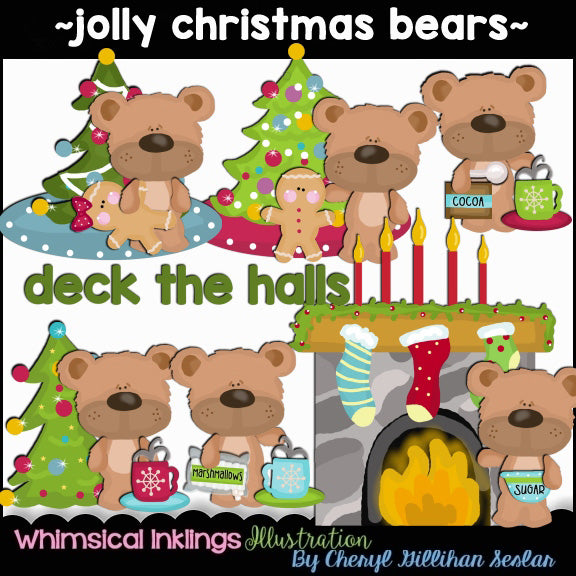 Jolly Bears... Colección de imágenes prediseñadas de osos navideños