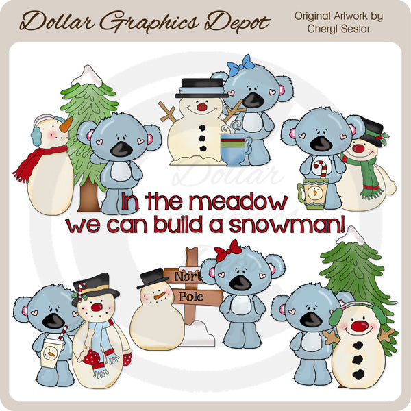 Koala Cuties - Pupazzi di neve invernali - ClipArt