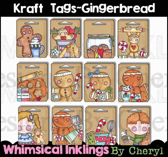 Kraft Gingerbread Gift Tags...Set of 12 (WI)