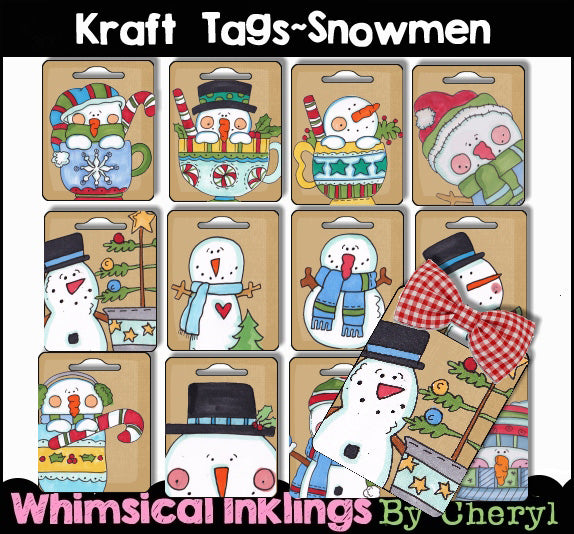 Kraft Snowman Gift Tags...Set of 12 (WI)
