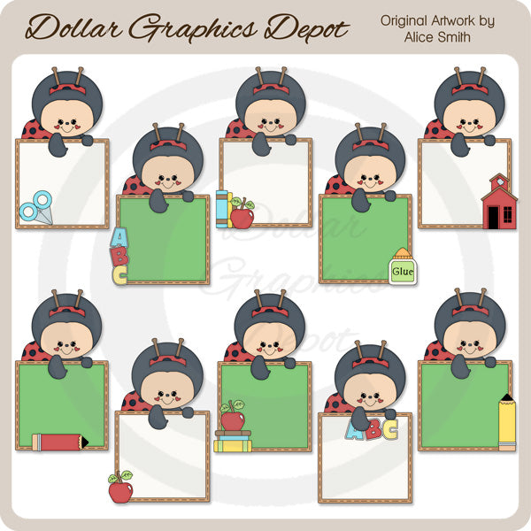 Cornici scolastiche Ladybug - ClipArt - Esclusiva DCS