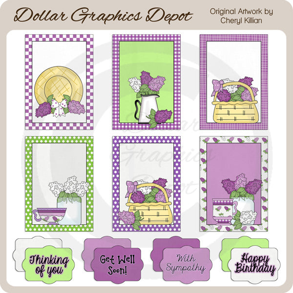 Set di biglietti d'amore lilla