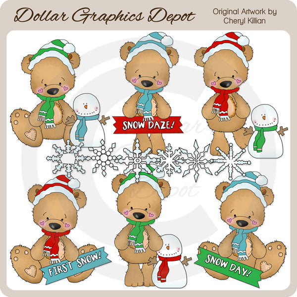Il piccolo orsetto ha una giornata di neve - ClipArt