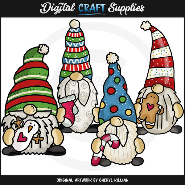 Pequeños Gnomos De Navidad - Clipart