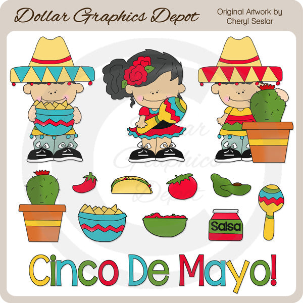 Pequeños Niños Del Cinco De Mayo - Clipart