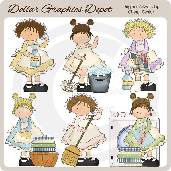 Piccole bellezze delle pulizie - ClipArt
