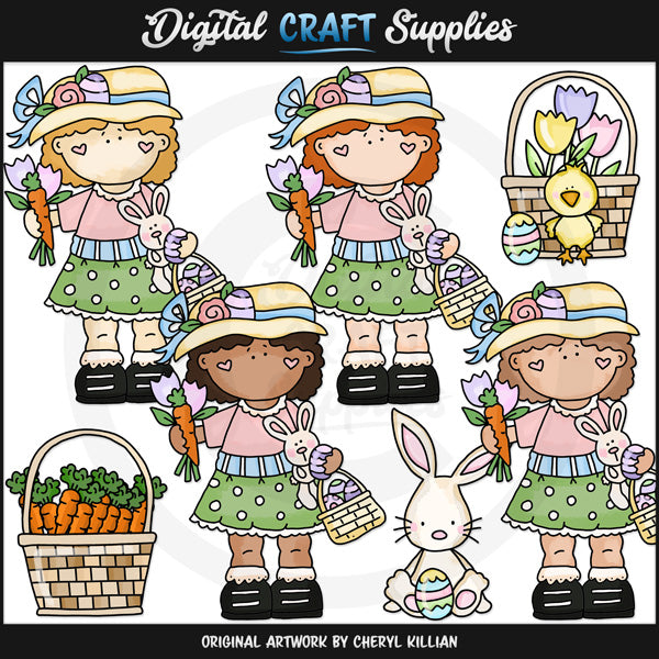 Little Easter Girl - Clip Art