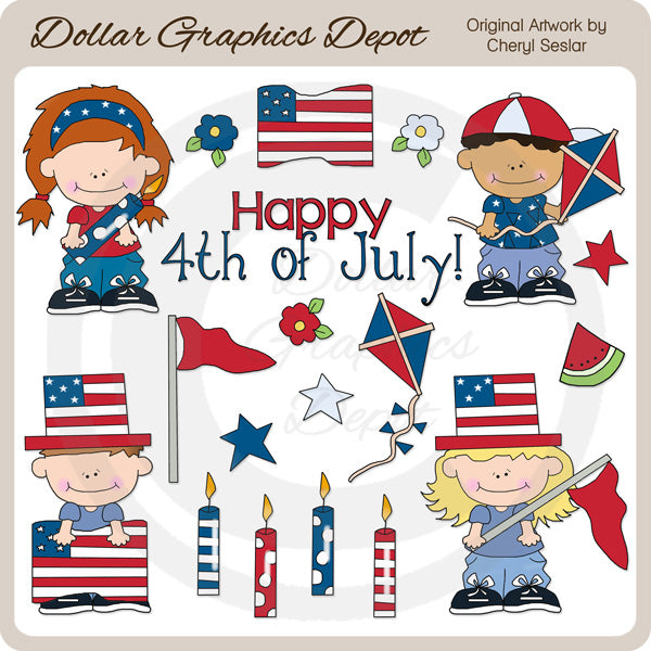 Little Liberty Kids - Clip Art