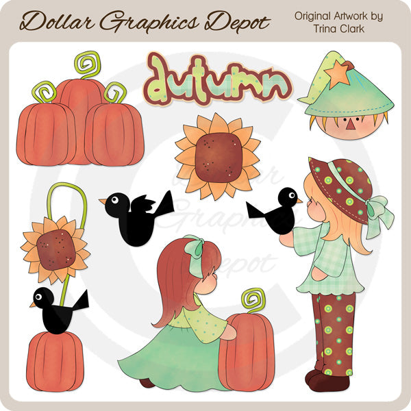 Pequeña Señorita Otoño 2 - Clipart