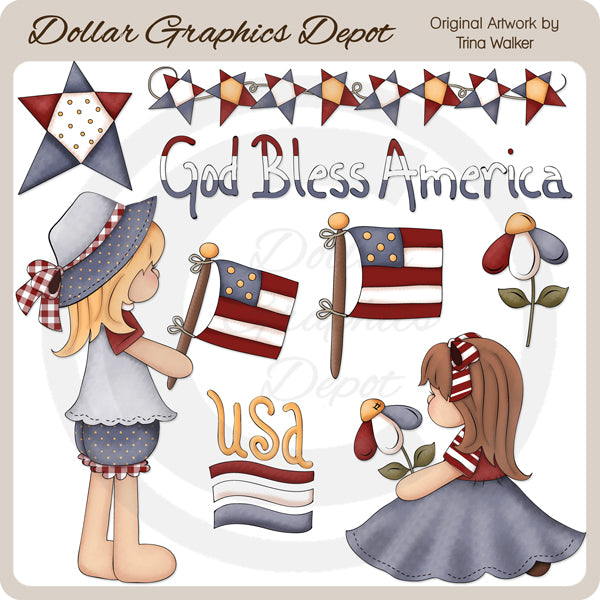 Pequeña Señorita Patriota - Clipart