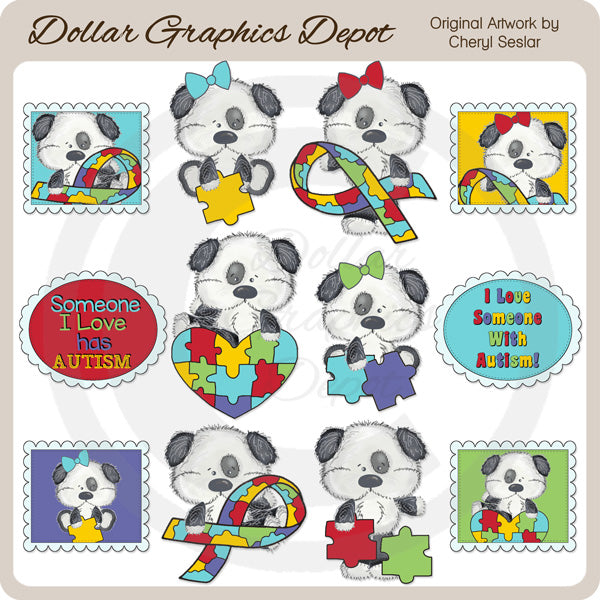 Little Mutley - Conciencia del autismo - Clipart