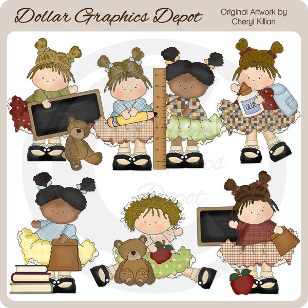 Pequeñas Bellezas De La Escuela - Clipart