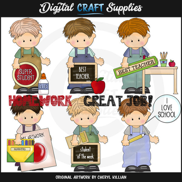 Niños pequeños de la escuela - Imágenes prediseñadas - Exclusivo de DCS