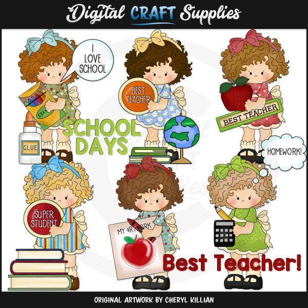 Niñas de la escuela - Clipart - Exclusivo de DCS