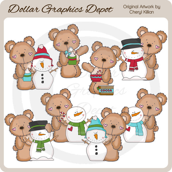 Piccolo orsacchiotto - Zuppa di pupazzo di neve - ClipArt