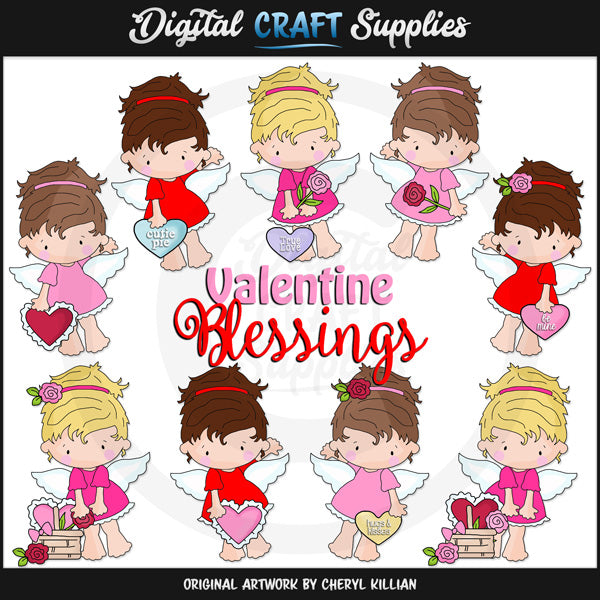 Angelitos de San Valentín - Clipart - Exclusivo de DCS