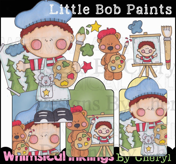 Little Bob Paints... Colección de gráficos coloreados a mano