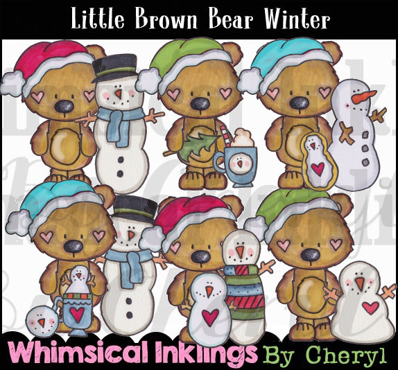 Osito Pardo Invierno... Colección de gráficos coloreados a mano