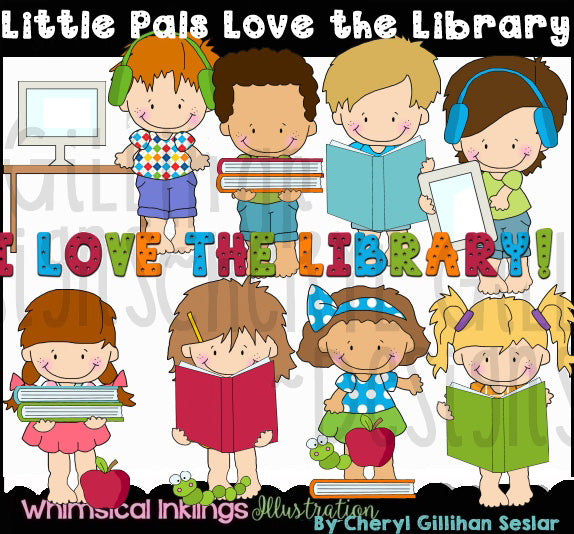 A Little Pals le encanta la biblioteca...Clipart gráfico