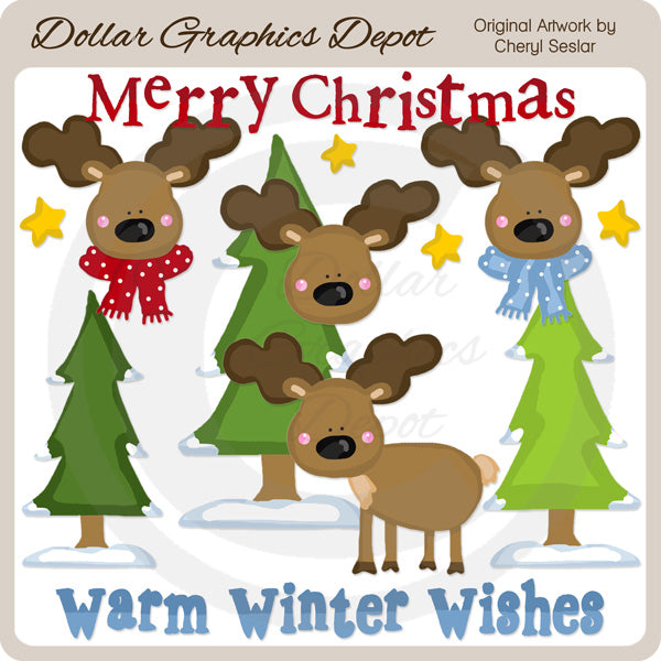 Feliz Navidad Alce - Clipart
