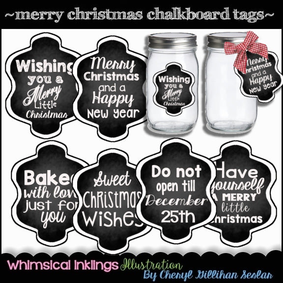 Merry Christmas Chalkboard Tags (WI)