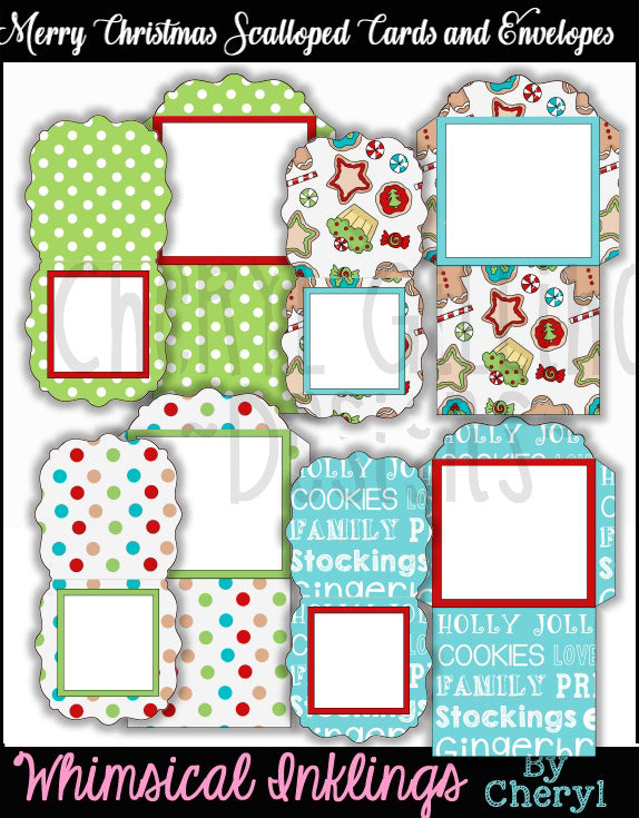 Set di biglietti e buste smerlati di Buon Natale