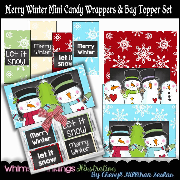 Set involucri e topper per barrette di cioccolato Merry Winter (WI)