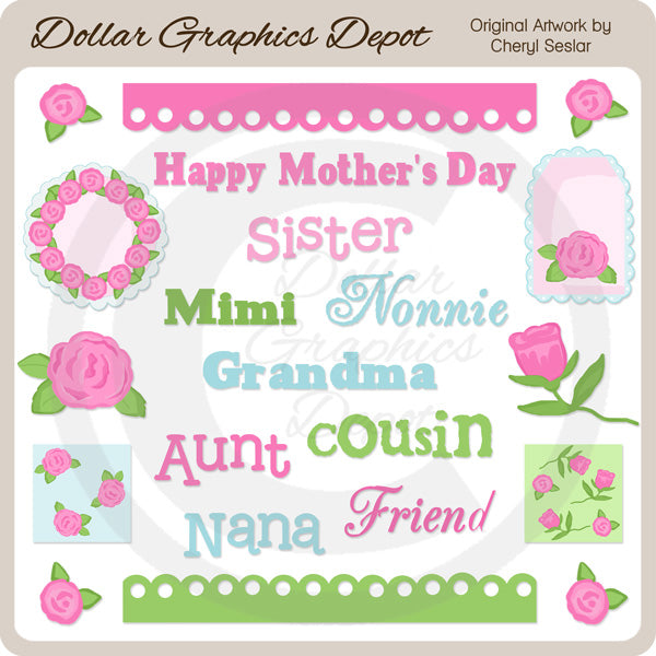 Elementi della festa della mamma - ClipArt