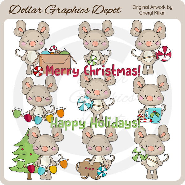 Mumford Mouse ama la Navidad - Imágenes prediseñadas - Exclusivo de DCS