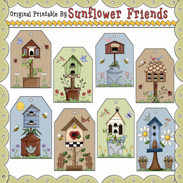 Birdhouses Gift Tags...Set of 8 (Set A)