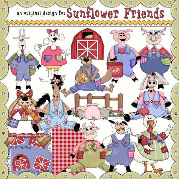 Whimsical Barnyard Friends - Clip Art