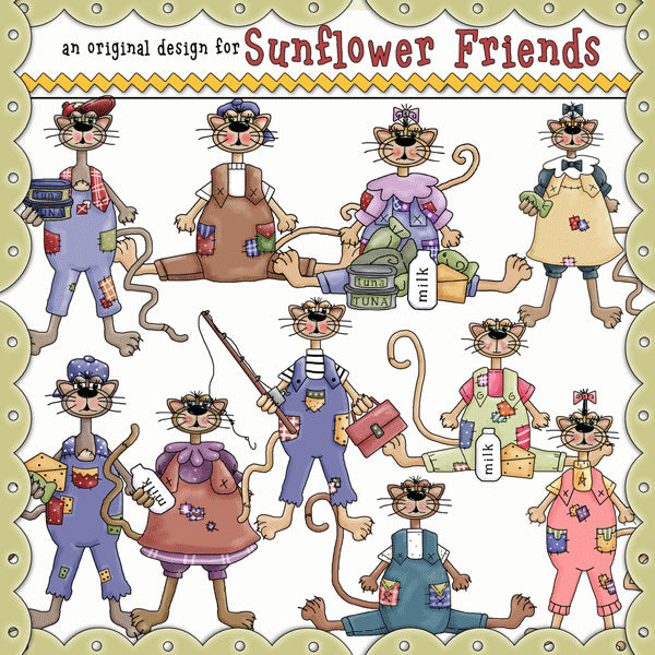 Whimsical Cats - Clip Art