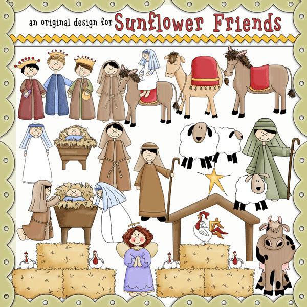 Lindo conjunto de Natividad para niños...Clipart de Whimsy Primsy