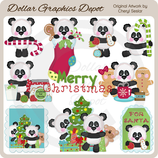 Natale dell'orso panda - ClipArt