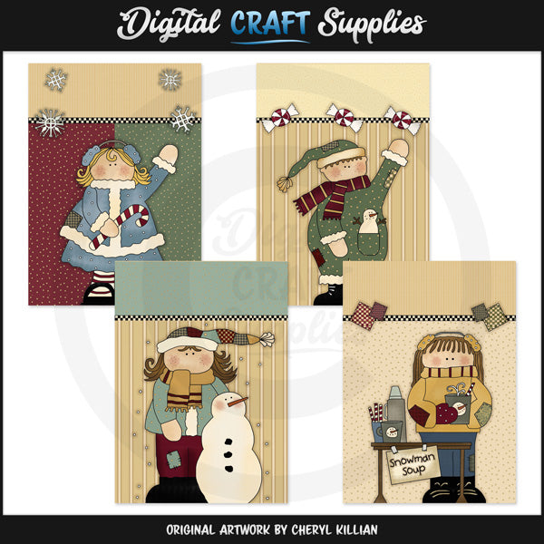 Cartoline per bambini invernali patchwork