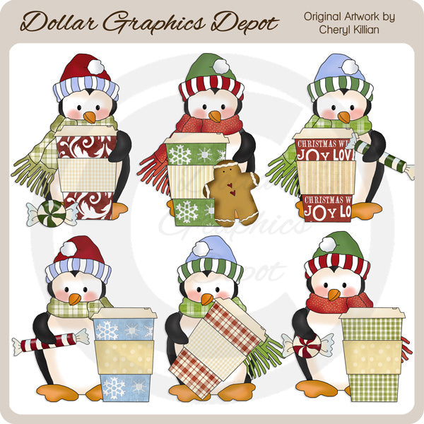 Penguin Cuties - Peppermint Mocha - Clip Art