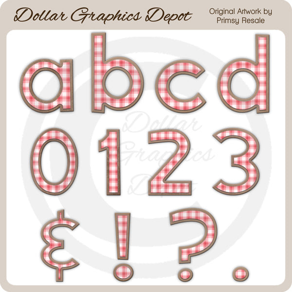 Pink Plaid Alphas - Clip Art