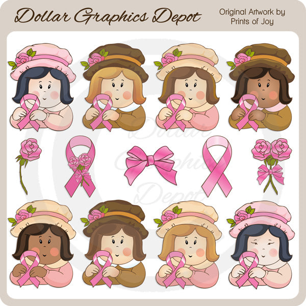 Chicas De La Cinta Rosa - Clipart