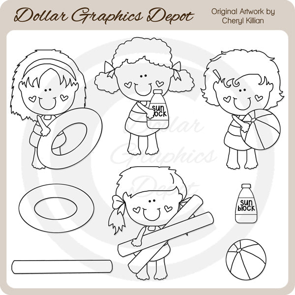 Chicas de la piscina - Sellos digitales