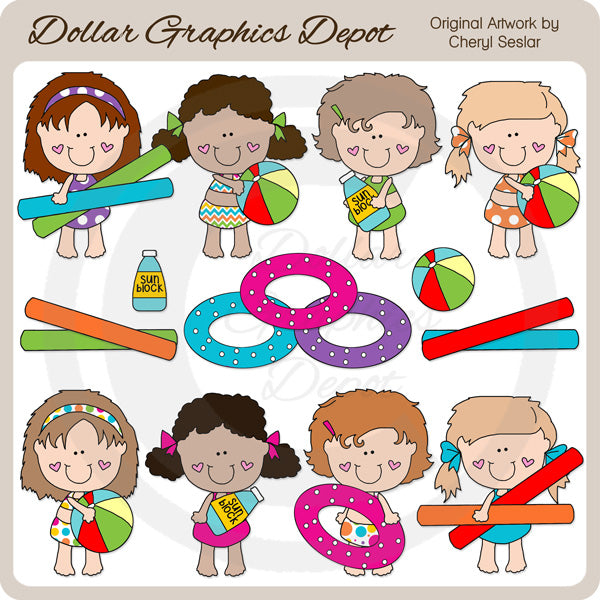 Chicas De La Piscina - Clipart