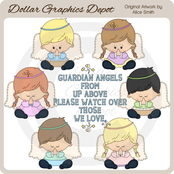 Ángeles de oración - Clipart - Exclusivo de DCS