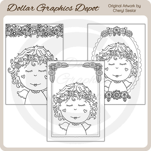 Ángeles bonitos - Tarjetas para colorear