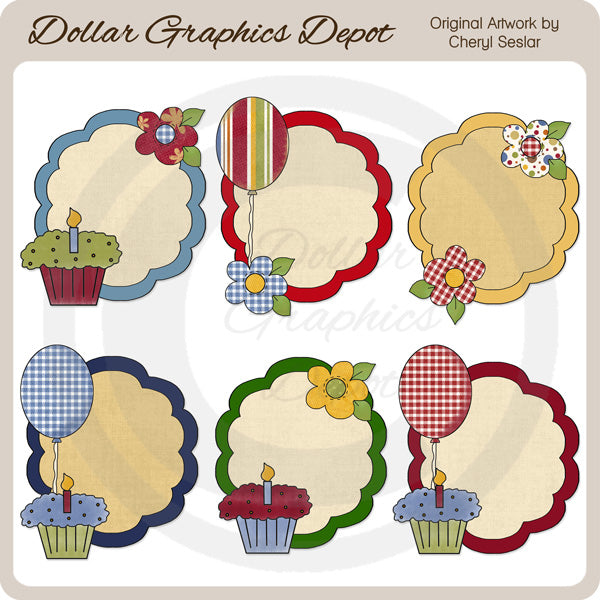 Bonitos marcos de cumpleaños - Elementos de chatarra