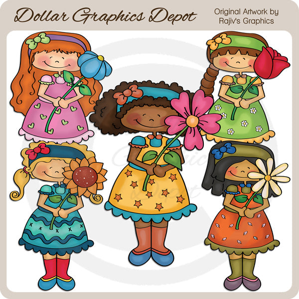 Belle ragazze primaverili - ClipArt