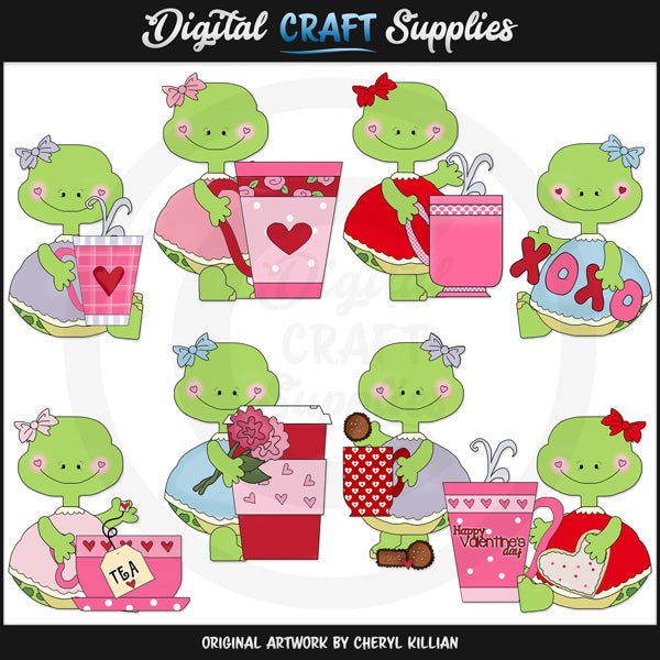 Belle Tartarughe - Tazze di San Valentino - Clip Art - Esclusiva DCS