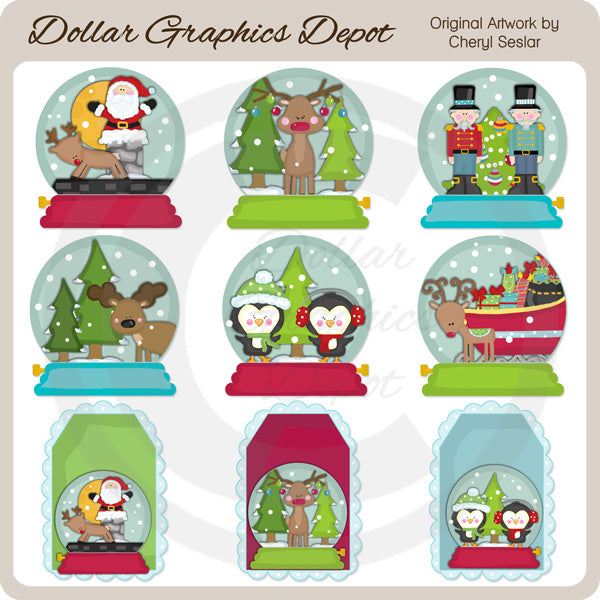 Graziose sfere di neve invernale - ClipArt