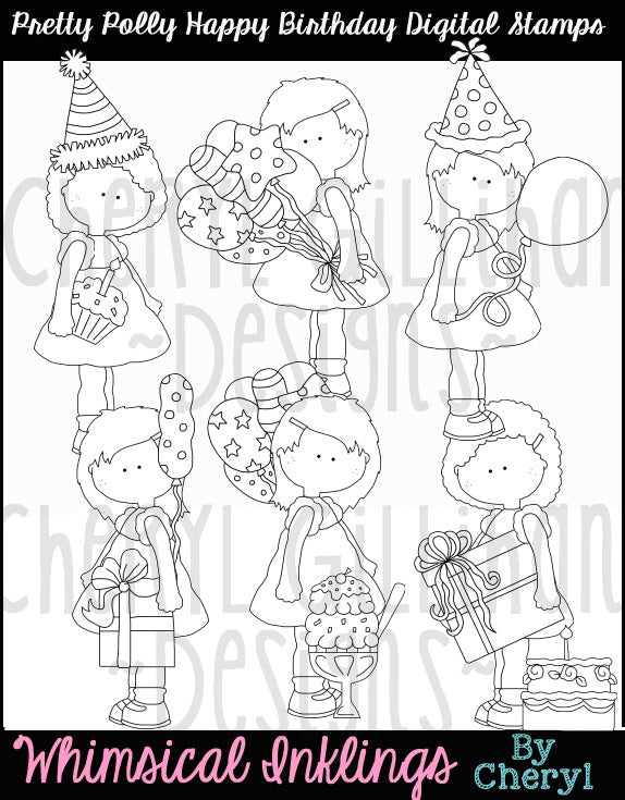 Pretty Polly Buon Compleanno... Francobolli digitali