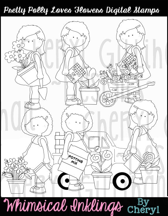 La bella Polly ama i fiori...timbri digitali