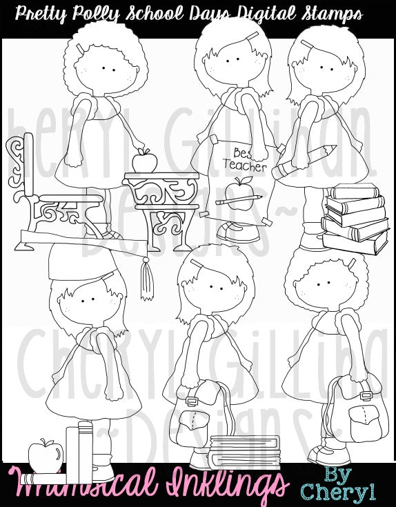 I giorni di scuola di Pretty Polly... Francobolli digitali