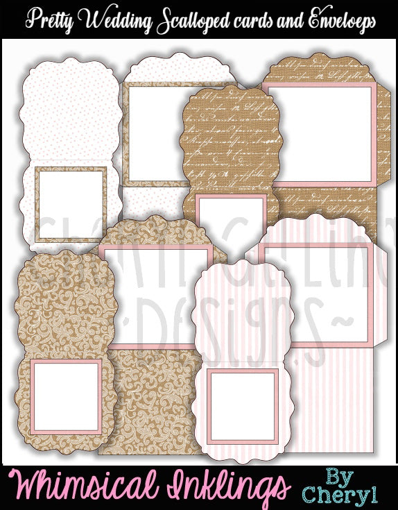 Graziosi set di biglietti e buste smerlate per matrimonio